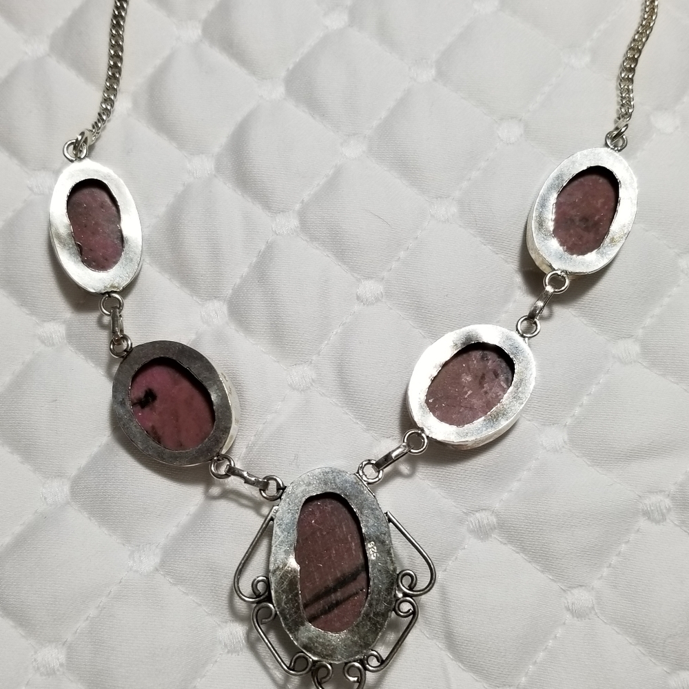 Pink Rhodonite necklace. - Picture 5 of 6